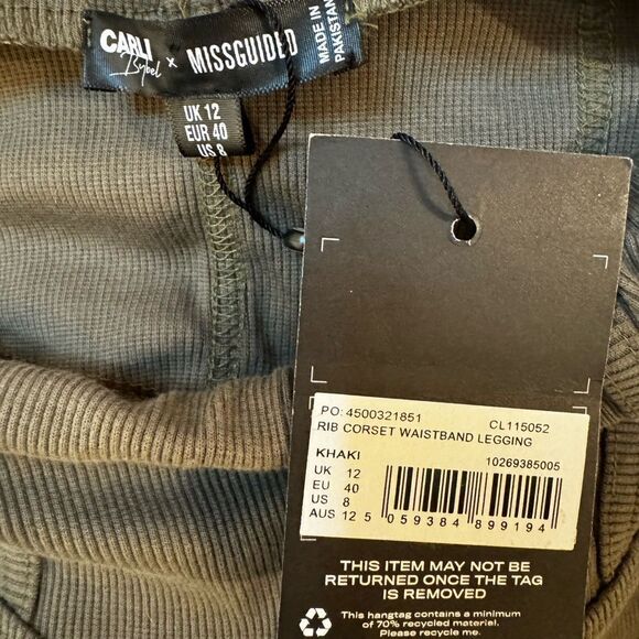 NWT MISSGUIDED x Carly Bybel Rib corset high waist legging size 8 - Picture 11 of 11